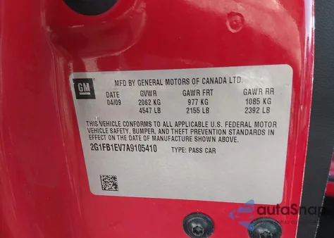 2010 Chevrolet Camaro 1Lt from USA, damaged, VIN 2G1FB1EV7A9105410